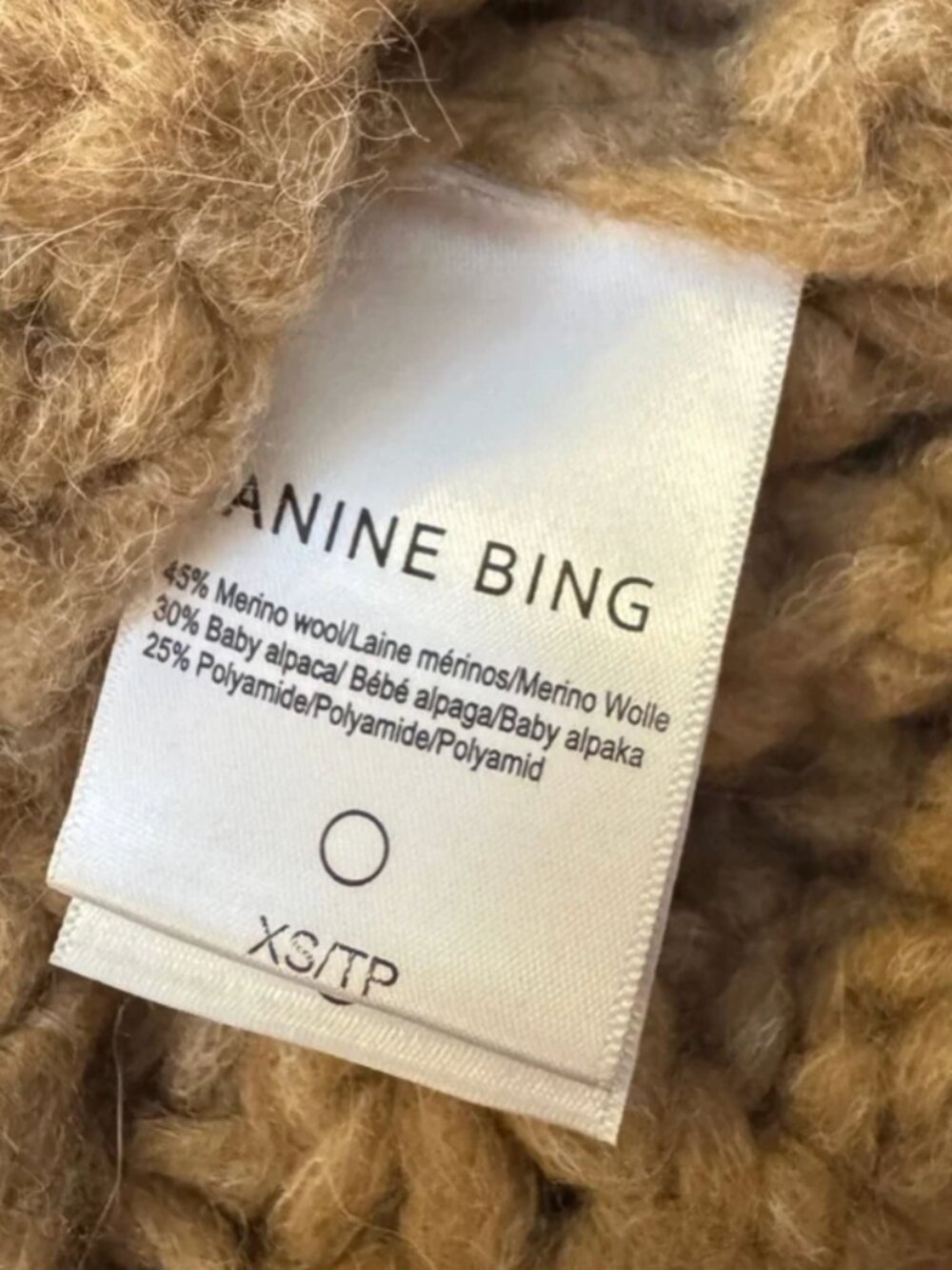 Anine Bing Iris Pullover Sweater Oatmeal Chunky Turtleneck Tan Oversized Wool XS - Picture 5 of 8